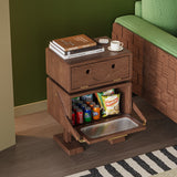 Modern Art Deco Kids' Robot Nightstand - Rotatable, 2-Drawer with Rubberwood & Acrylic Plastic, Bedroom Furniture