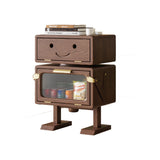 Modern Art Deco Kids' Robot Nightstand - Rotatable, 2-Drawer with Rubberwood & Acrylic Plastic, Bedroom Furniture