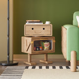 Modern Art Deco Kids' Robot Nightstand - Rotatable, 2-Drawer with Rubberwood & Acrylic Plastic, Bedroom Furniture