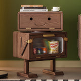Modern Art Deco Kids' Robot Nightstand - Rotatable, 2-Drawer with Rubberwood & Acrylic Plastic, Bedroom Furniture