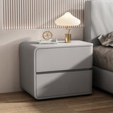 Luxurious Contemporary Rectangle Nightstand with Microfiber Leather, Solid Wood, Metal & Plastic – 2-Drawer Bedroom Accent