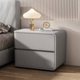 Luxurious Contemporary Rectangle Nightstand with Microfiber Leather, Solid Wood, Metal & Plastic – 2-Drawer Bedroom Accent