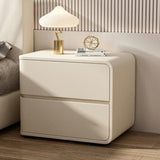 Luxurious Contemporary Rectangle Nightstand with Microfiber Leather, Solid Wood, Metal & Plastic – 2-Drawer Bedroom Accent