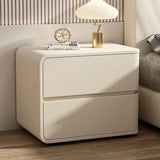 Luxurious Contemporary Rectangle Nightstand with Microfiber Leather, Solid Wood, Metal & Plastic – 2-Drawer Bedroom Accent