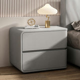 Luxurious Contemporary Rectangle Nightstand with Microfiber Leather, Solid Wood, Metal & Plastic – 2-Drawer Bedroom Accent