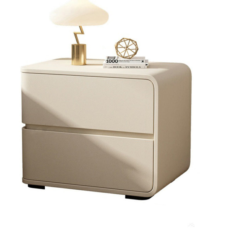 Luxurious Contemporary Rectangle Nightstand with Microfiber Leather, Solid Wood, Metal & Plastic – 2-Drawer Bedroom Accent