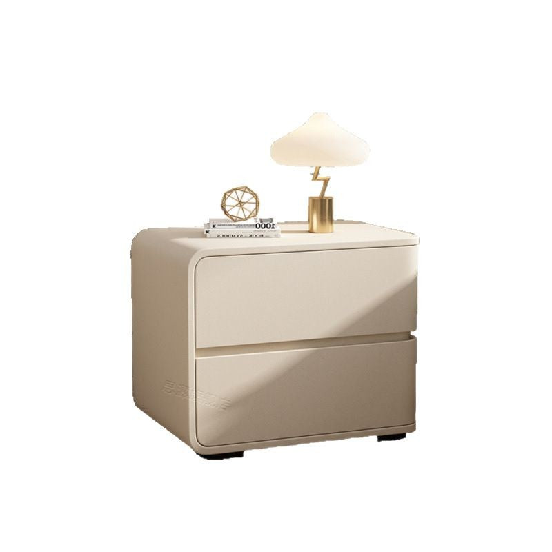Luxurious Contemporary Rectangle Nightstand with Microfiber Leather, Solid Wood, Metal & Plastic – 2-Drawer Bedroom Accent