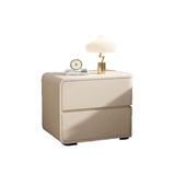 Luxurious Contemporary Rectangle Nightstand with Microfiber Leather, Solid Wood, Metal & Plastic – 2-Drawer Bedroom Accent