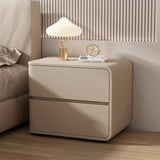 Luxurious Contemporary Rectangle Nightstand with Microfiber Leather, Solid Wood, Metal & Plastic – 2-Drawer Bedroom Accent