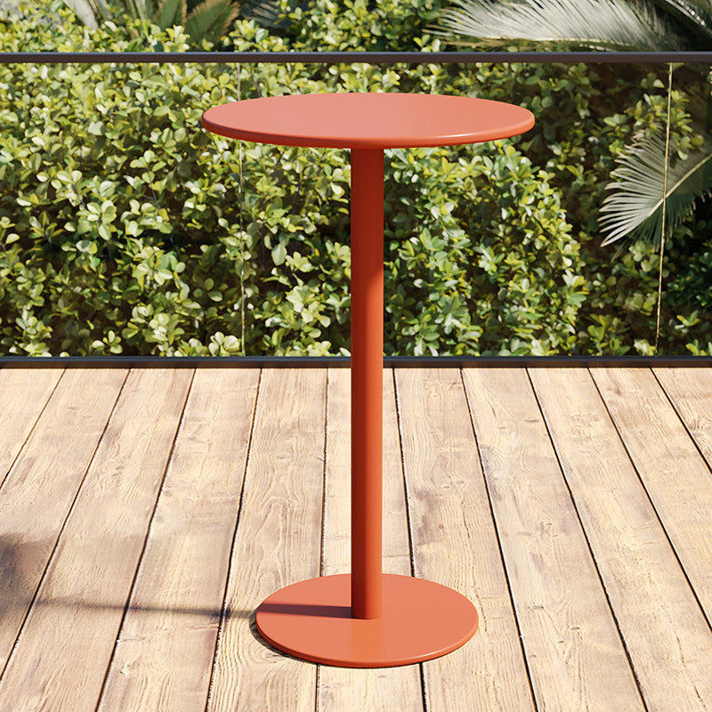 Modern Minimalist Round Iron Outdoor Bar Table, 1-Tier, for Garden