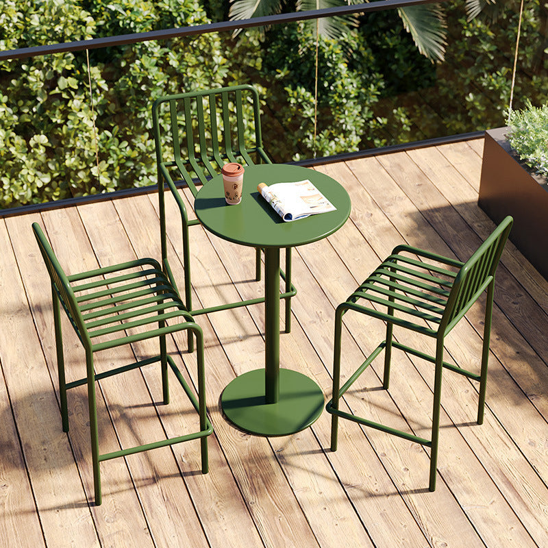 Modern Minimalist Round Iron Outdoor Bar Table, 1-Tier, for Garden