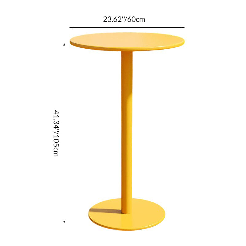 Modern Minimalist Round Iron Outdoor Bar Table, 1-Tier, for Garden