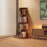 Modern Minimalist Rotating Floor-Standing Bookshelf with Cylindrical Metal & MDF – 3/4/5/6/7-Tier, Perfect for Study