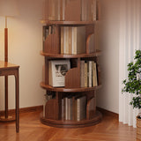 Modern Minimalist Rotating Floor-Standing Bookshelf with Cylindrical Metal & MDF – 3/4/5/6/7-Tier, Perfect for Study