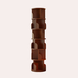 Modern Minimalist Rotating Floor-Standing Bookshelf with Cylindrical Metal & MDF – 3/4/5/6/7-Tier, Perfect for Study