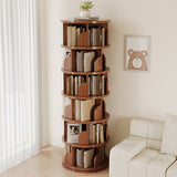 Modern Minimalist Rotating Floor-Standing Bookshelf with Cylindrical Metal & MDF – 3/4/5/6/7-Tier, Perfect for Study