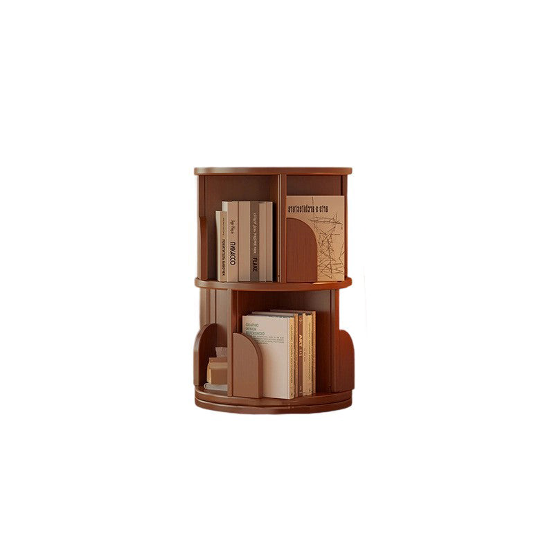 Modern Minimalist Rotating Floor-Standing Bookshelf with Cylindrical Metal & MDF – 3/4/5/6/7-Tier, Perfect for Study