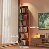 Modern Minimalist Rotating Floor-Standing Bookshelf with Cylindrical Metal & MDF – 3/4/5/6/7-Tier, Perfect for Study