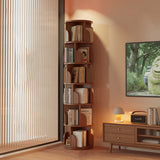 Modern Minimalist Rotating Floor-Standing Bookshelf with Cylindrical Metal & MDF – 3/4/5/6/7-Tier, Perfect for Study