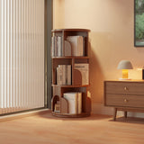 Modern Minimalist Rotating Floor-Standing Bookshelf with Cylindrical Metal & MDF – 3/4/5/6/7-Tier, Perfect for Study