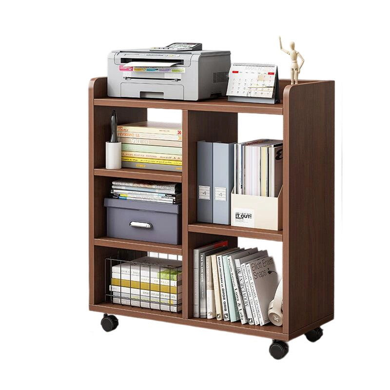 Sleek Modern Minimalist Rectangular Bookshelves - Movable, Plywood-Plastic, 5-Cabinet Design for Study