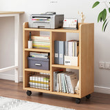 Sleek Modern Minimalist Rectangular Bookshelves - Movable, Plywood-Plastic, 5-Cabinet Design for Study
