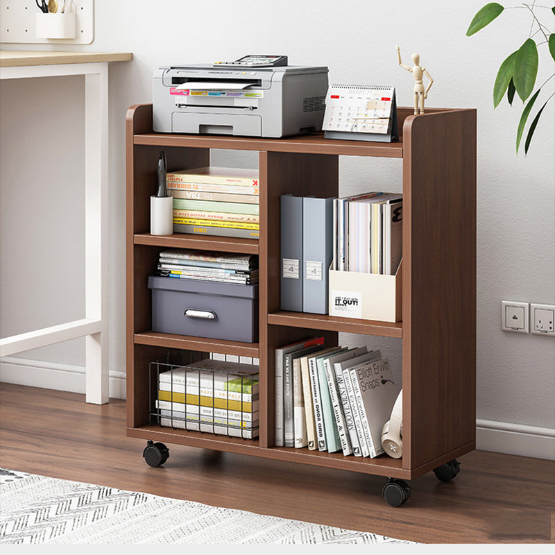 Sleek Modern Minimalist Rectangular Bookshelves - Movable, Plywood-Plastic, 5-Cabinet Design for Study