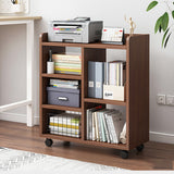 Sleek Modern Minimalist Rectangular Bookshelves - Movable, Plywood-Plastic, 5-Cabinet Design for Study