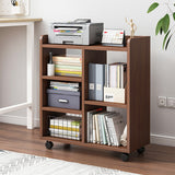 Sleek Modern Minimalist Rectangular Bookshelves - Movable, Plywood-Plastic, 5-Cabinet Design for Study