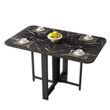 Modern Simplicity Foldable Rectangular Dining Table with Carbon Steel Frame and Plywood Top — Movable, Seats 6–8