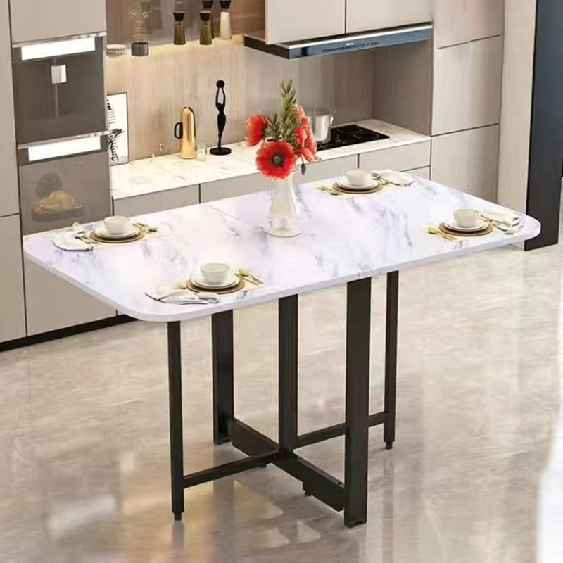 Modern Simplicity Foldable Rectangular Dining Table with Carbon Steel Frame and Plywood Top — Movable, Seats 6–8