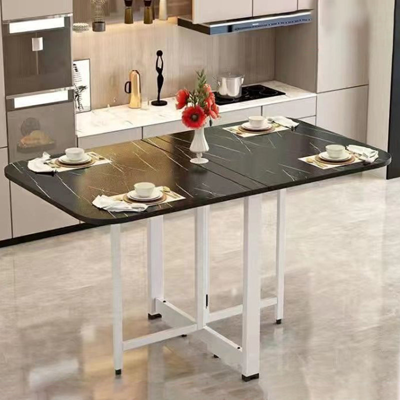 Modern Simplicity Foldable Rectangular Dining Table with Carbon Steel Frame and Plywood Top — Movable, Seats 6–8