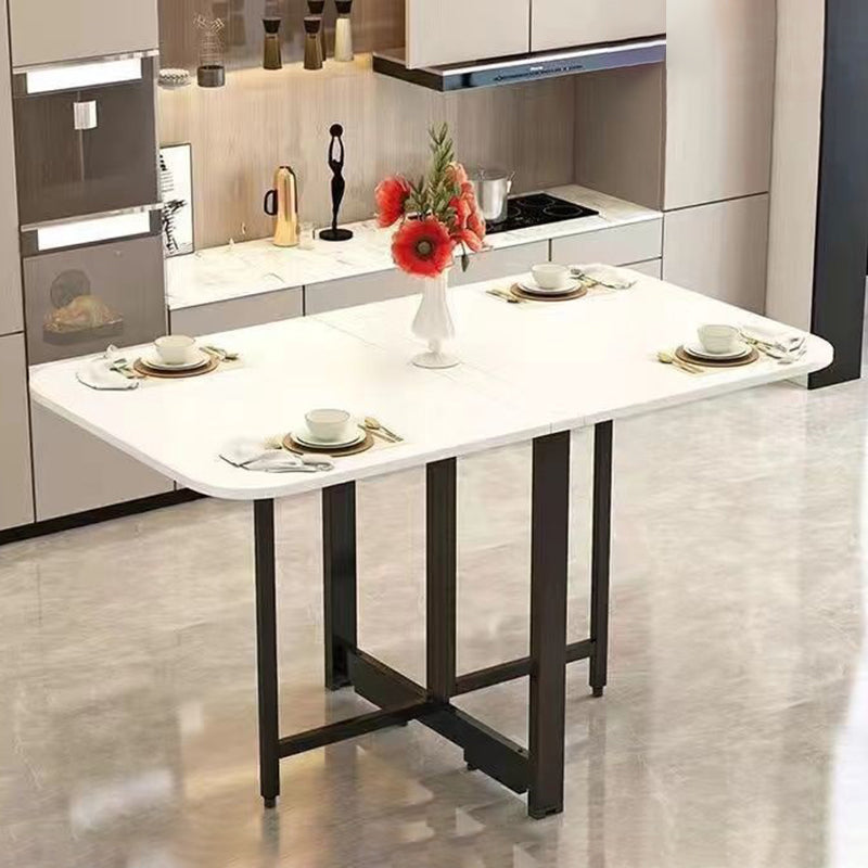 Modern Simplicity Foldable Rectangular Dining Table with Carbon Steel Frame and Plywood Top — Movable, Seats 6–8