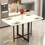 Modern Simplicity Foldable Rectangular Dining Table with Carbon Steel Frame and Plywood Top — Movable, Seats 6–8