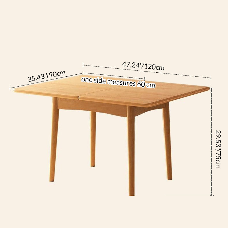 Modern Minimalist Foldable Rectangular Dining Table — MDF & Solid Wood Top with Metal Frame, Seats 2-6