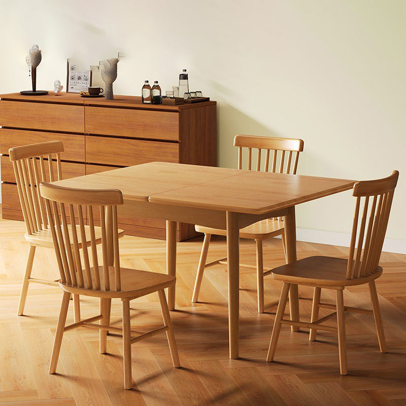 Modern Minimalist Foldable Rectangular Dining Table — MDF & Solid Wood Top with Metal Frame, Seats 2-6