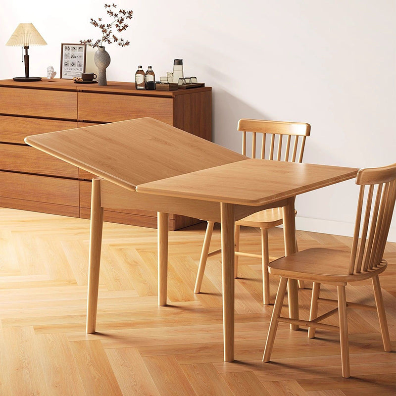 Modern Minimalist Foldable Rectangular Dining Table — MDF & Solid Wood Top with Metal Frame, Seats 2-6