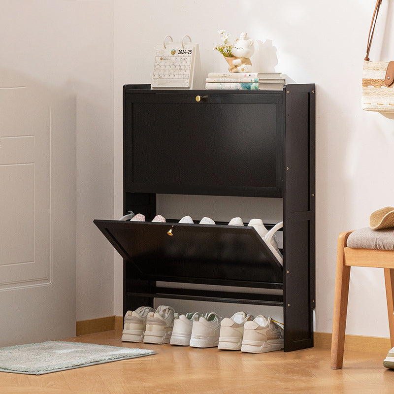 Modern Minimalist Rectangular Shoe Storage Cabinet with Nan Bamboo Composite Panels – Large Capacity, 2- or 3-Door Entryway Cabinet