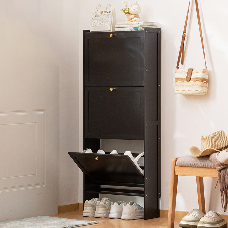 Modern Minimalist Rectangular Shoe Storage Cabinet with Nan Bamboo Composite Panels – Large Capacity, 2- or 3-Door Entryway Cabinet