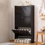 Modern Minimalist Rectangular Shoe Storage Cabinet with Nan Bamboo Composite Panels – Large Capacity, 2- or 3-Door Entryway Cabinet