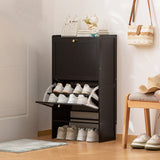 Modern Minimalist Rectangular Shoe Storage Cabinet with Nan Bamboo Composite Panels – Large Capacity, 2- or 3-Door Entryway Cabinet