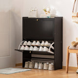 Modern Minimalist Rectangular Shoe Storage Cabinet with Nan Bamboo Composite Panels – Large Capacity, 2- or 3-Door Entryway Cabinet