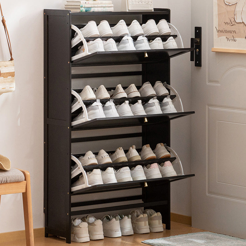 Modern Minimalist Rectangular Shoe Storage Cabinet with Nan Bamboo Composite Panels – Large Capacity, 2- or 3-Door Entryway Cabinet