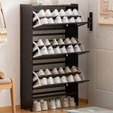 Modern Minimalist Rectangular Shoe Storage Cabinet with Nan Bamboo Composite Panels – Large Capacity, 2- or 3-Door Entryway Cabinet
