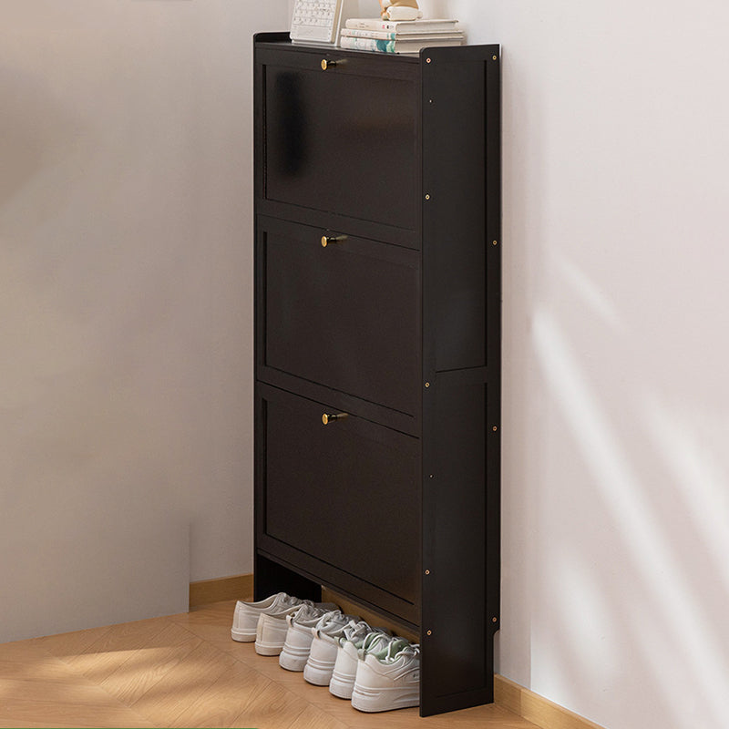 Modern Minimalist Rectangular Shoe Storage Cabinet with Nan Bamboo Composite Panels – Large Capacity, 2- or 3-Door Entryway Cabinet