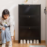 Modern Minimalist Rectangular Shoe Storage Cabinet with Nan Bamboo Composite Panels – Large Capacity, 2- or 3-Door Entryway Cabinet