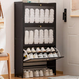 Modern Minimalist Rectangular Shoe Storage Cabinet with Nan Bamboo Composite Panels – Large Capacity, 2- or 3-Door Entryway Cabinet