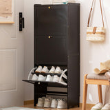 Modern Minimalist Rectangular Shoe Storage Cabinet with Nan Bamboo Composite Panels – Large Capacity, 2- or 3-Door Entryway Cabinet