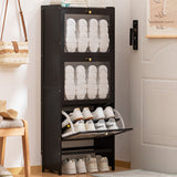 Modern Minimalist Rectangular Shoe Storage Cabinet with Nan Bamboo Composite Panels – Large Capacity, 2- or 3-Door Entryway Cabinet
