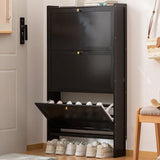 Modern Minimalist Rectangular Shoe Storage Cabinet with Nan Bamboo Composite Panels – Large Capacity, 2- or 3-Door Entryway Cabinet